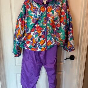 Colorful Floral Women's Jacket and Pants Set